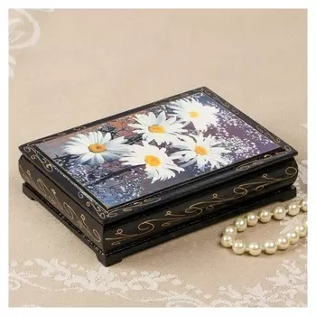 Шкатулка «Герберы», 10×14 см, лаковая миниатюра