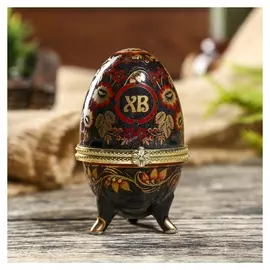 Шкатулка "Хохлома на чёрном"