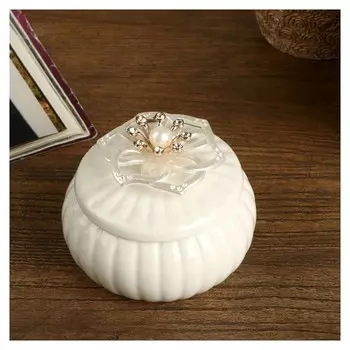 Шкатулка керамика "Перламутровый цветок" 5,8х7,5х7,5 см