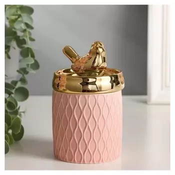 Шкатулка керамика "Золотая птичка" 13х7,5х7,5 см