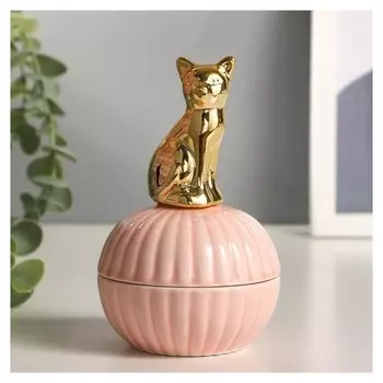 Шкатулка керамика "Золотой котёнок" 12,5х8х8 см