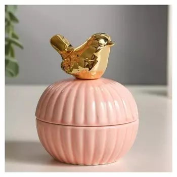 Шкатулка керамика "Золотой воробышек" 10х8х8 см