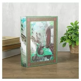 Шкатулка-книга дерево кожзам "Зелёный мопед" 23х17х6 см