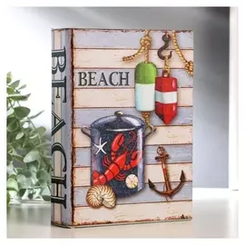 Шкатулка-книга дерево "Пляж" текстиль 19х14х4 см