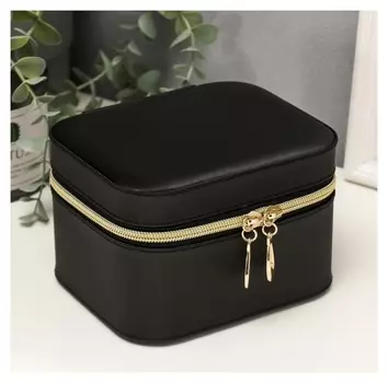 Шкатулка кожзам для косметики "Чёрная" 9,5х15х12,5 см