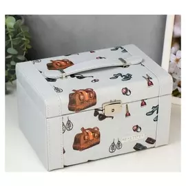 Шкатулка кожзам для украшений "Аксессуары" 13,5х23х16 см