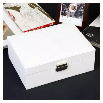 Шкатулка кожзам для украшений "Белая матовая" 8,7х23х17,5 см