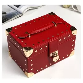 Шкатулка кожзам для украшений "Бордовая матовая с заклёпками" 12,5х22х15,5 см 4466328