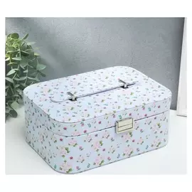 Шкатулка кожзам для украшений "Букеты цветов на нежно-голубом" 11х25,5х15,5 см