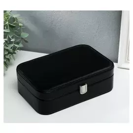 Шкатулка кожзам для украшений "Гладкость" чёрная матовая 7х14,5х22 см