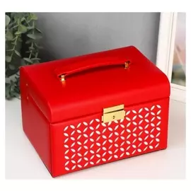 Шкатулка кожзам для украшений "Крестики" сундучок красная 14,5х22х16,5 см