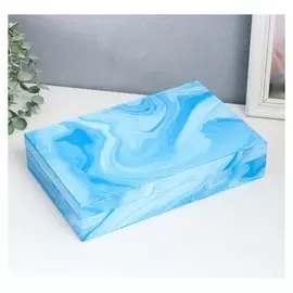 Шкатулка кожзам для украшений "Мрамор голубой" 5,5х29х18,5 см