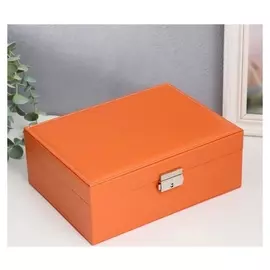 Шкатулка кожзам для украшений "Оранжевая матовая" 9х23х17 см