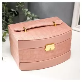 Шкатулка кожзам для украшений "Розовая. глянец и питон" 13х21,5х15 см