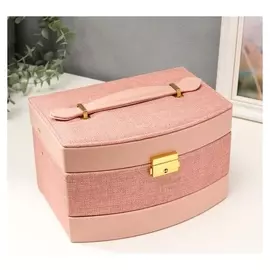 Шкатулка кожзам для украшений "Розовая" комбинированная 13х15х21,5 см