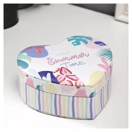 Шкатулка кожзам для украшений сердце "Лето в разгаре" 7х14х17 см