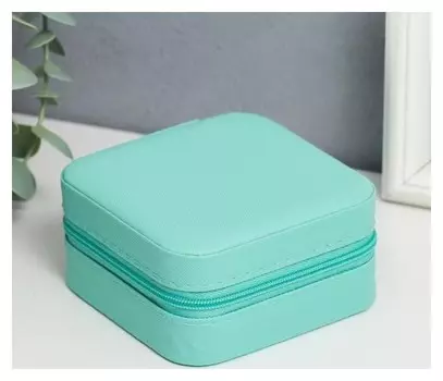 Шкатулка кожзам для украшений "Штрихи. бирюза" 5х10х10 см