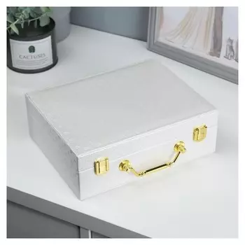 Шкатулка кожзам для украшений "Стёганная" белоснежная 8,5х23,5х19 см