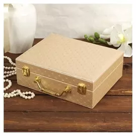 Шкатулка кожзам для украшений "Стёганная" золото 8,5х23,5х19 см