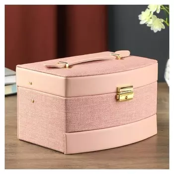 Шкатулка кожзам для украшений сундучок "Розовая" комбинированная 13х15х21,5 см