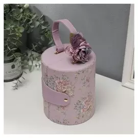 Шкатулка кожзам для украшений "Яблоневый цвет" сиреневая 14х17х14 см