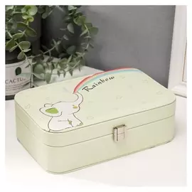 Шкатулка кожзам под часы 1 отделение и бижутерию "Слонёнок и радуга" 7х22,5х14,5 см