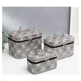 Шкатулка кожзам с зеркалом "Восточный рисунок" н-р 3шт 10,5х19х10,5 14х21х13 17х23х15см