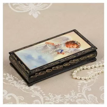 Шкатулка - купюрница «Ангелок на облаке», 8,5×17 см, лаковая миниатюра