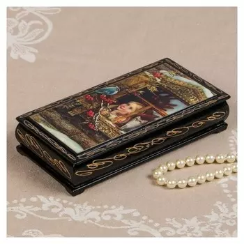 Шкатулка - купюрница «Девочка у окна», 8,5×17 см, лаковая миниатюра