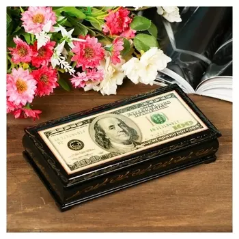 Шкатулка - купюрница «Доллар», 8,5×17 см, лаковая миниатюра