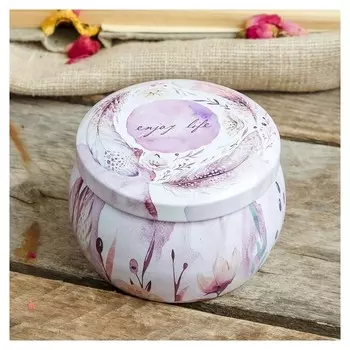 Шкатулка металл круг "Пёрышки" 5х7х7 см