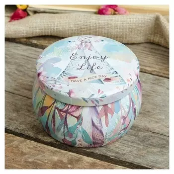 Шкатулка металл круг "Весенние мотивы" 5х7х7 см