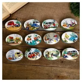 Шкатулка металл овал "Путешествие на выходных" 2,8х8,5х6 см