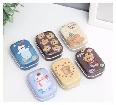 Шкатулка металл прямоугольная "Медвежатки" 2,5х4х5,5 см