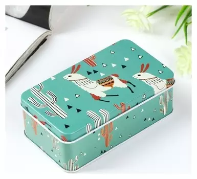 Шкатулка металл прямоугольник "Лама" 4х6,5х11,5 см