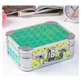 Шкатулка металлокаркас чемодан "3D треугольники" золото 8,5х23х18 см