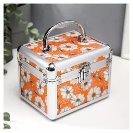 Шкатулка металлокаркас сундучок "Ромашки на оранжевом" 13х16,7х12,8 см