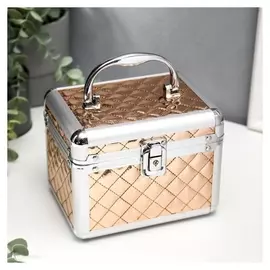 Шкатулка металлокаркас сундучок "Ромбы с блёстками" кофе 13х16,7х12,8 см