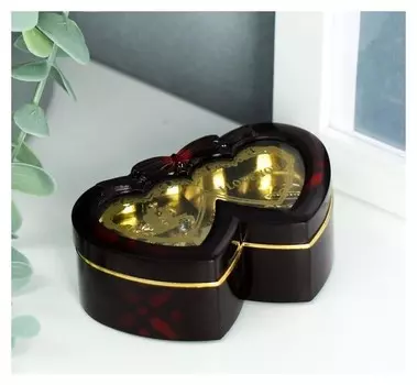 Шкатулка музыкальная "2 сердца" 5х8х3 см