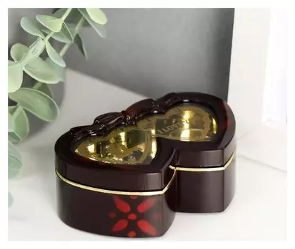 Шкатулка музыкальная "Два сердца" большая