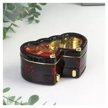 Шкатулка музыкальная "Два сердца" с двумя отделениями