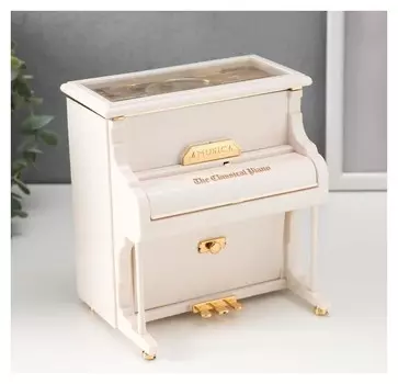 Шкатулка музыкальная механическая "Белый рояль" 16х14,5х11 см