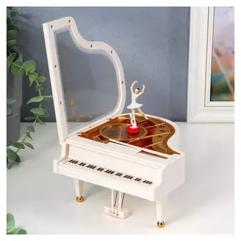 Шкатулка музыкальная механическая "Белый рояль"