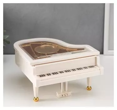 Шкатулка музыкальная механическая "Белый рояль с балериной" 10,5х17,5х18,5 см