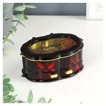 Шкатулка музыкальная "Овал с ящиками" 8х11,5 см