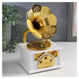 Шкатулка музыкальная "Патефон золотистый"