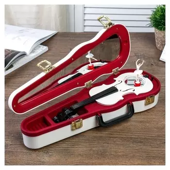 Шкатулка музыкальная пластик механическая "Скрипка" белая 6х34,5х12,7 см