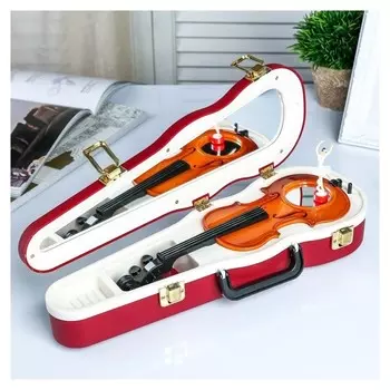 Шкатулка музыкальная пластик механическая "Скрипка" бордо 6х34,5х12,7 см