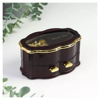 Шкатулка музыкальная "Рельеф" овальная с двумя отделениями