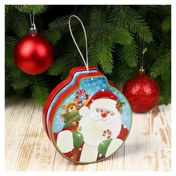 Шкатулка новогодняя шар "Дед мороз"